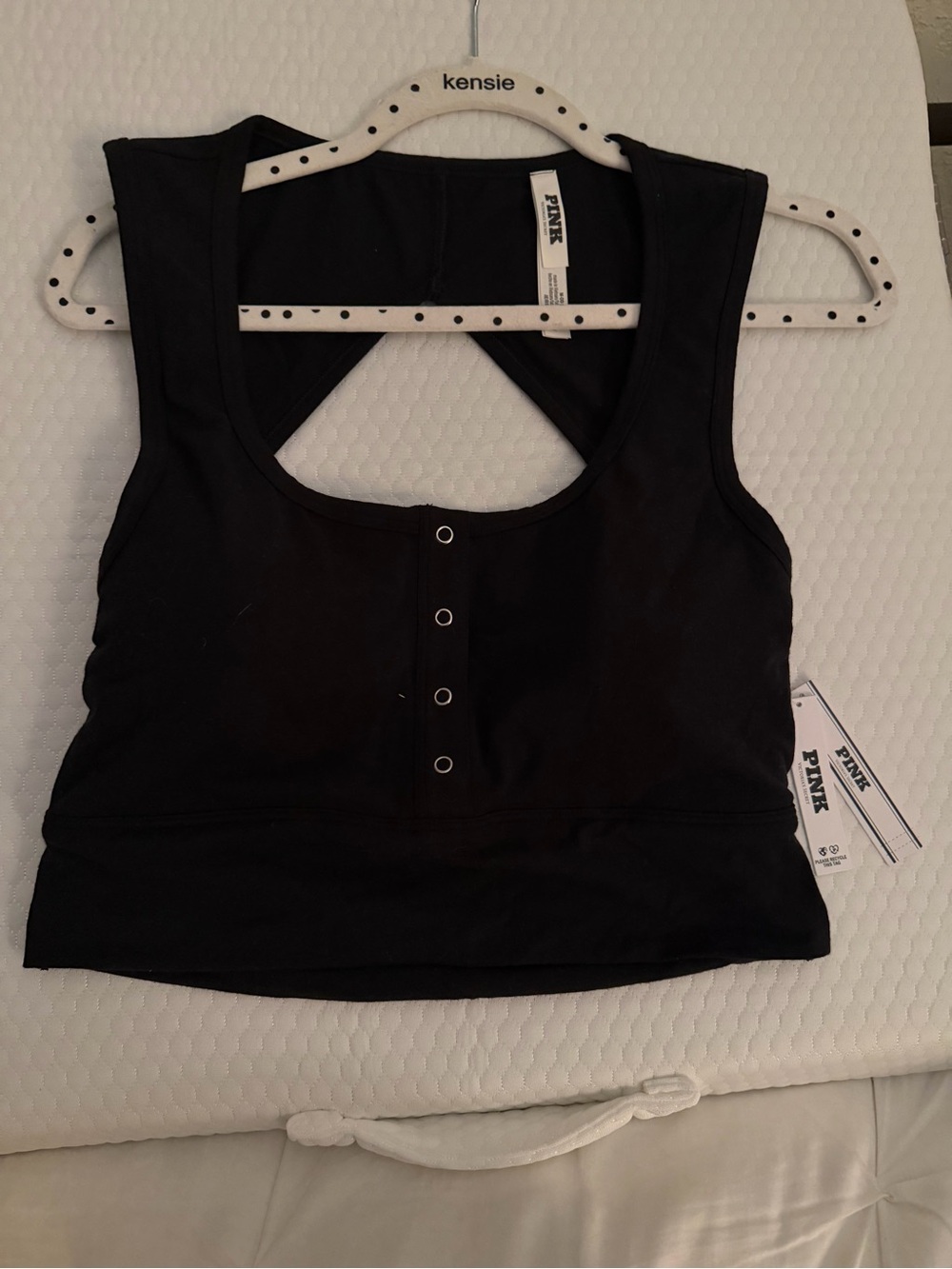 PINK Victoria's Secret Black Snap-Front Crop Tank MDD